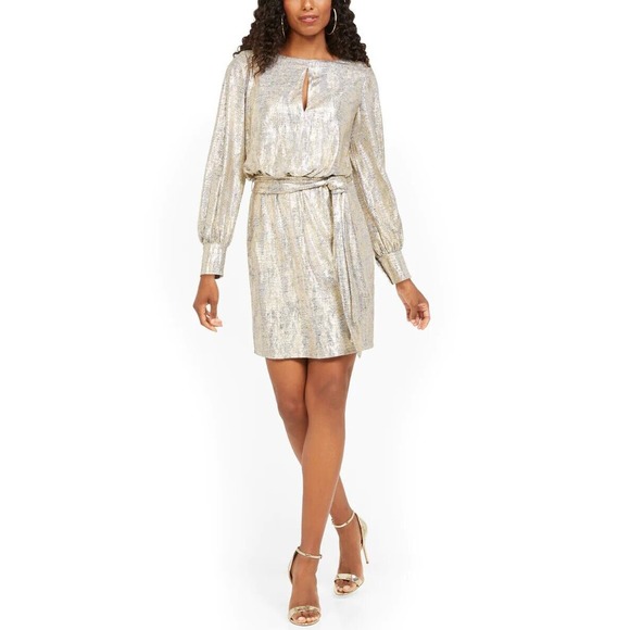 Vince Camuto Dresses & Skirts - Vince Camuto Women's Gold Silver Metallic Tie Shift Dress Size 4 NWT $180‎